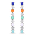 4.40 Carat Genuine Multi Stone .925 Sterling Silver Earrings