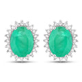 2.66 Carat Genuine Zambian Emerald and White Diamond 10K White Gold Earrings