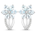 1.54 Carat Genuine Aquamarine and White Topaz .925 Sterling Silver Earrings