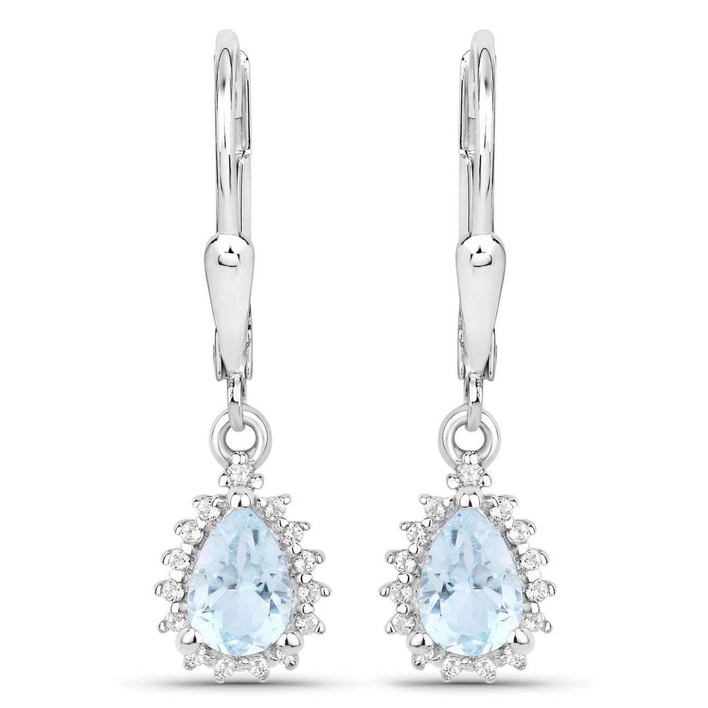 2.00 Carat Genuine Blue Topaz and White Topaz .925 Sterling Silver Jewelry Set