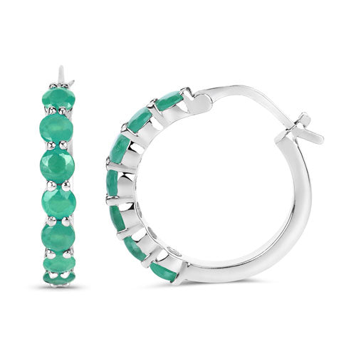 2.38 Carat Genuine Emerald .925 Sterling Silver Earrings