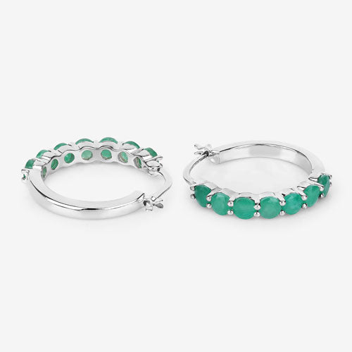 2.38 Carat Genuine Emerald .925 Sterling Silver Earrings