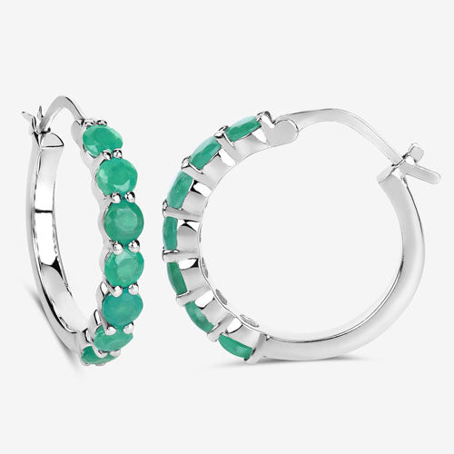 2.38 Carat Genuine Emerald .925 Sterling Silver Earrings