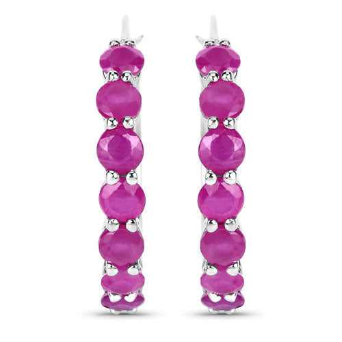 2.80 Carat Genuine Ruby .925 Sterling Silver Earrings