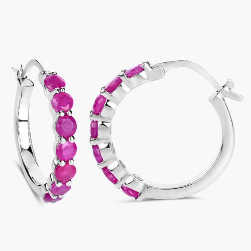 2.80 Carat Genuine Ruby .925 Sterling Silver Earrings