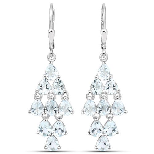 3.96 Carat Genuine Aquamarine .925 Sterling Silver Earrings