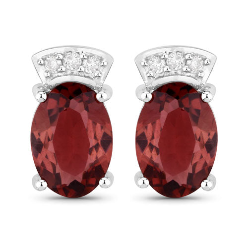 1.35 Carat Genuine Pink Tourmaline and White Diamond 14K White Gold Earrings