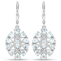 2.93 Carat Genuine Aquamarine and White Topaz .925 Sterling Silver Earrings
