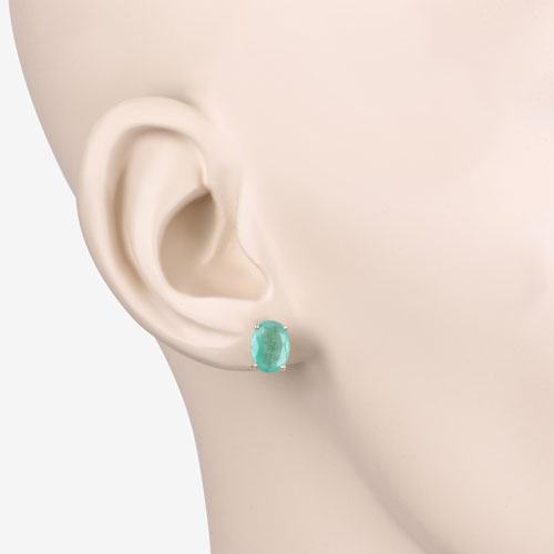 2.40 Carat Genuine Zambian Emerald 10K Yellow Gold Earrings