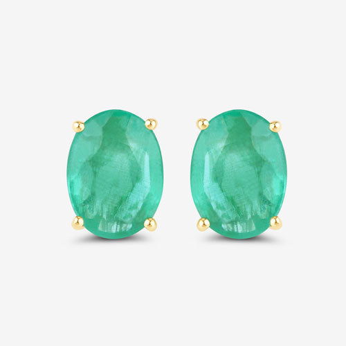 2.40 Carat Genuine Zambian Emerald 10K Yellow Gold Earrings