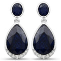 7.90 Carat Dyed Sapphire and White Diamond .925 Sterling Silver Earrings