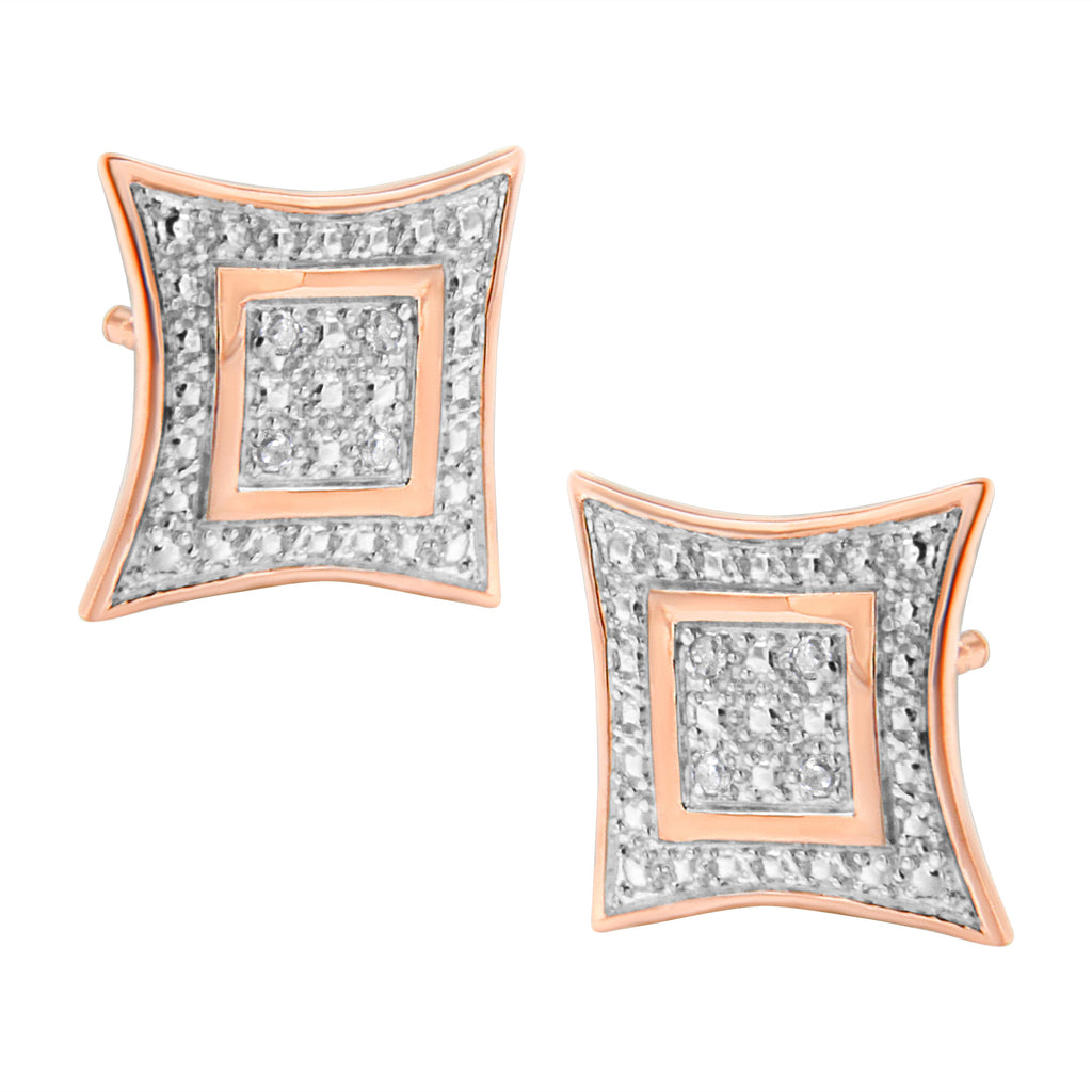 .925 Sterling Silver Diamond Accented 4-Stone Four Pointed Star Shaped Halo-Style Stud Earrings (H-I Color, I2-I3 Clarity)