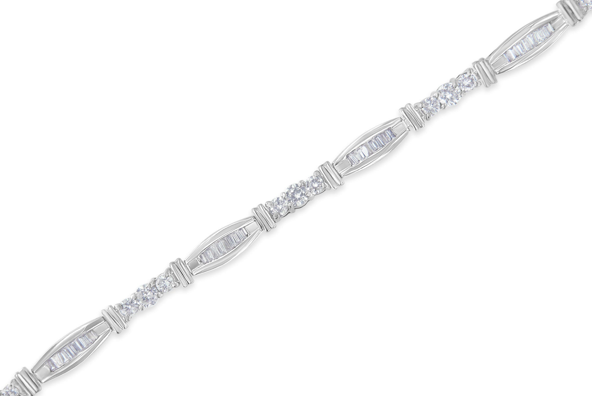10K White Gold Geometric Pattern Diamond Tennis Bracelet (3 cttw, H-I Color, SI2-I1 Clarity)
