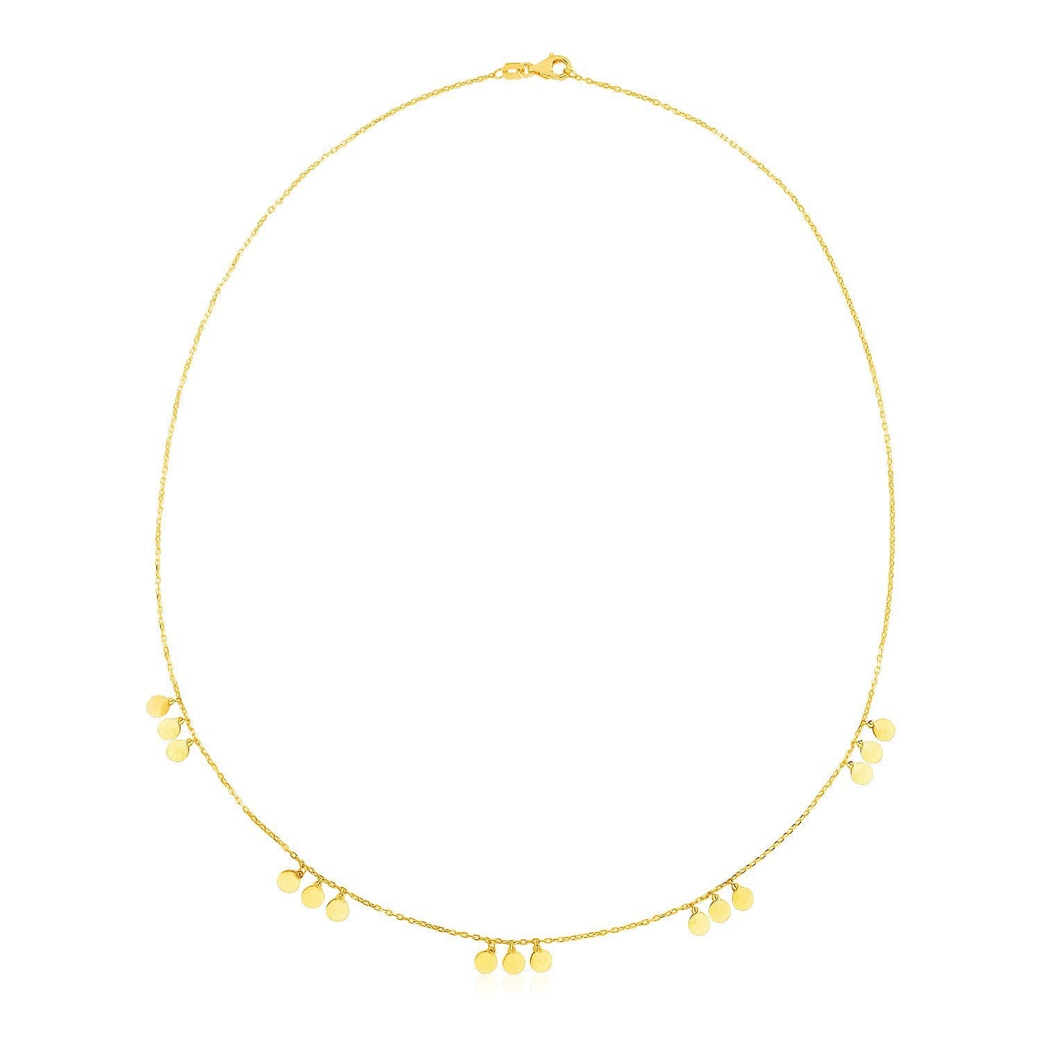 14k Yellow Gold Necklace with Circle Dangle Stations