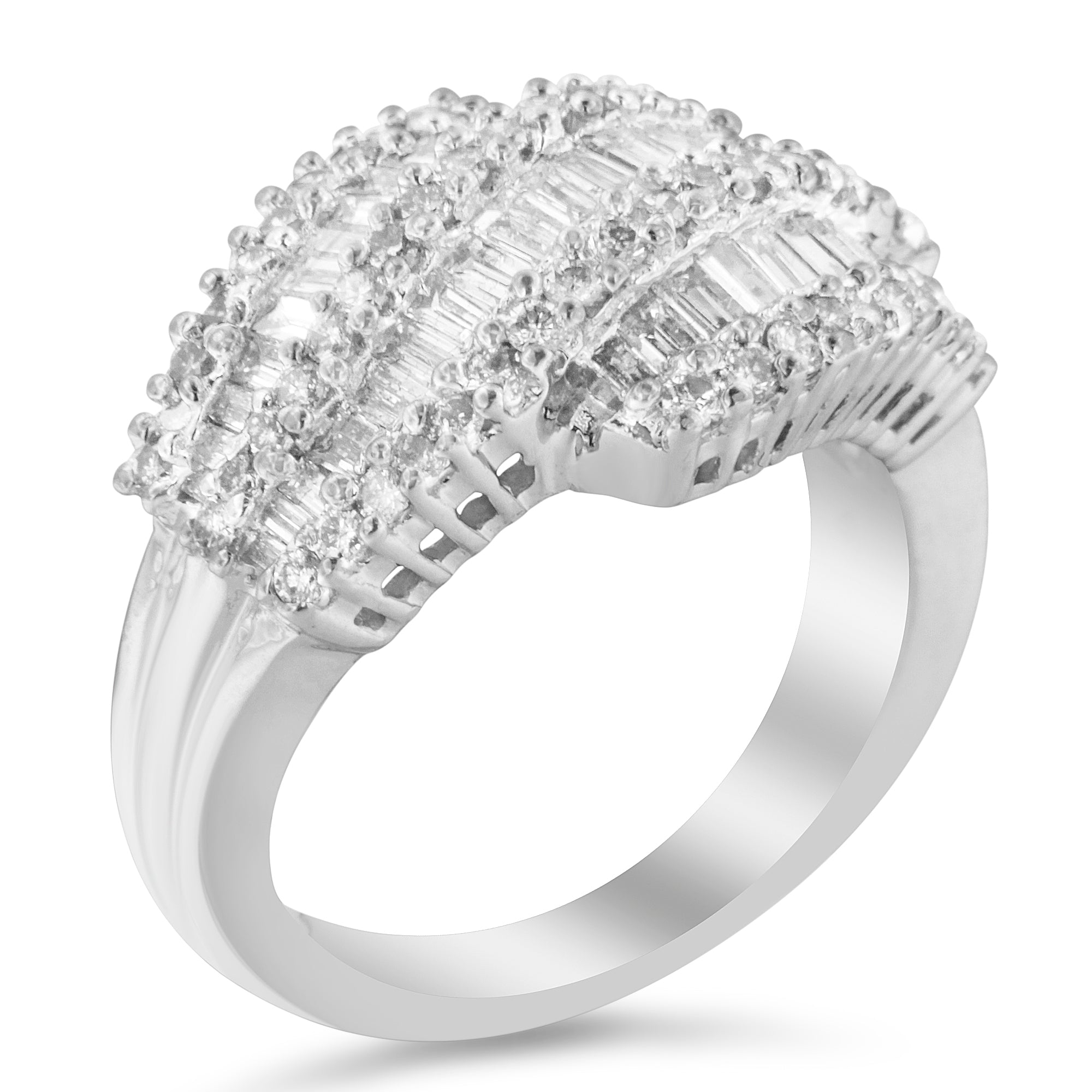 14K White Gold Diamond Cocktail Ring Band (1 3/4 Cttw, H-I Color, SI2-I1 Clarity) - Size 6-1/2