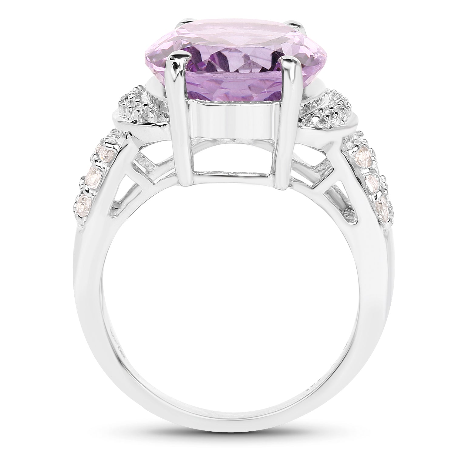 8.98 Carat Genuine Amethyst & White Topaz .925 Sterling Silver Ring