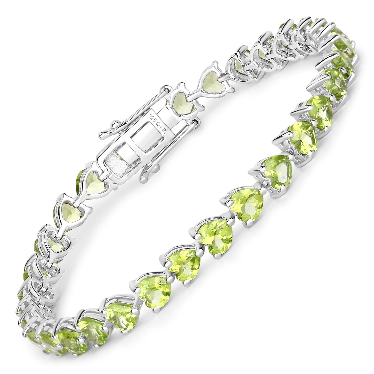 13.64 Carat Genuine Peridot .925 Sterling Silver Bracelet