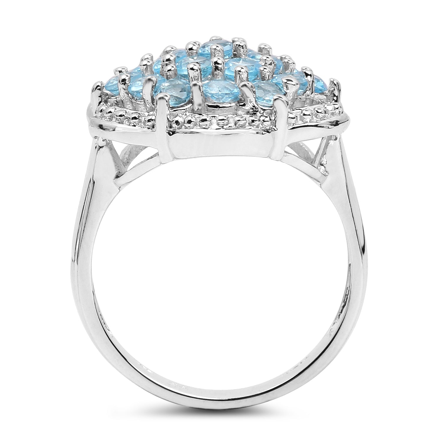 1.90 Carat Genuine Swiss Blue Topaz .925 Sterling Silver Ring