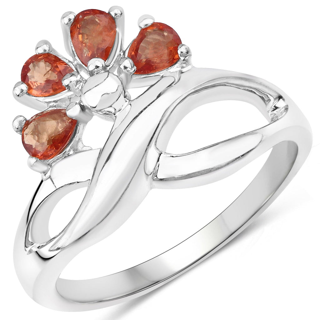 1.68 Carat Genuine Orange Sapphire .925 Sterling Silver Ring