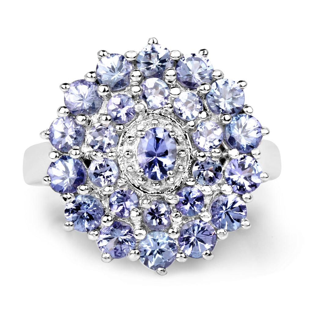 2.27 Carat Genuine Tanzanite .925 Sterling Silver Ring