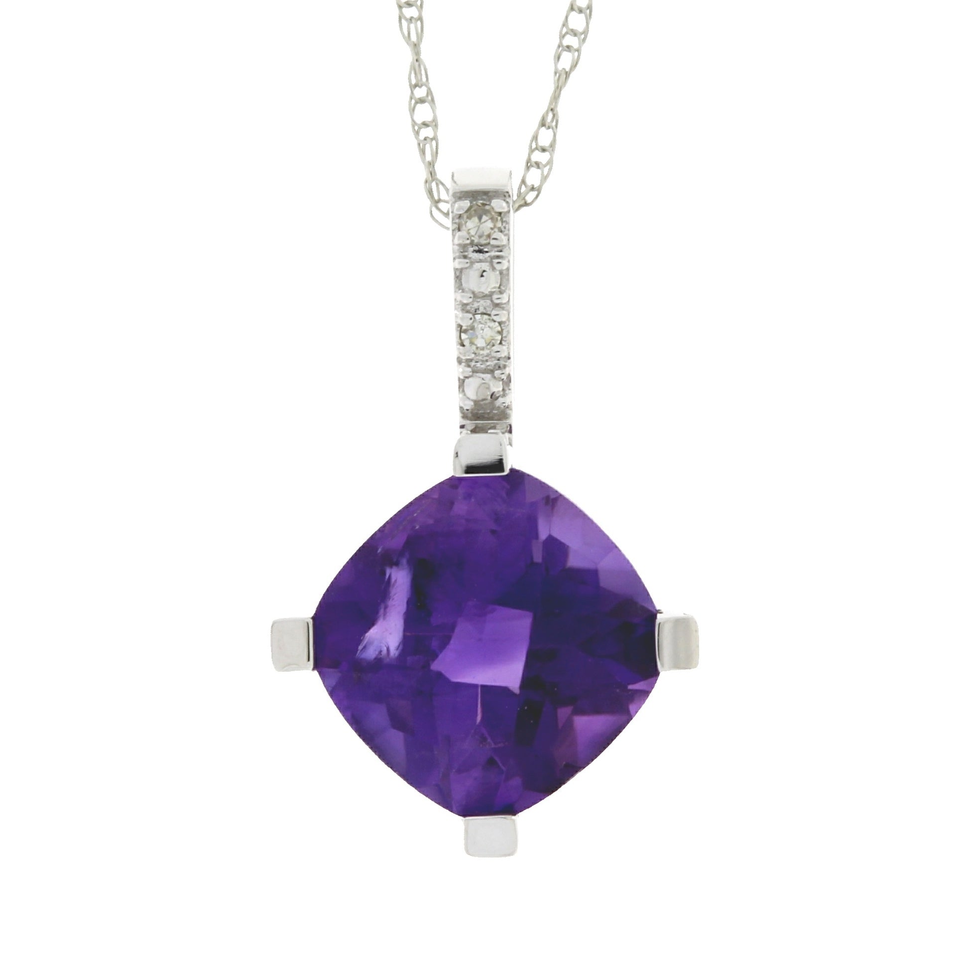 Amethyst Diamond Fashion Pendants 10KT White Gold