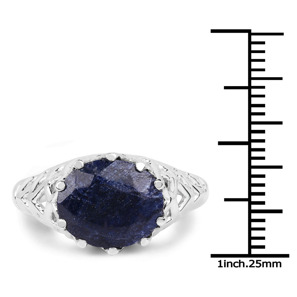 5.94 Carat Dyed Sapphire .925 Sterling Silver Ring