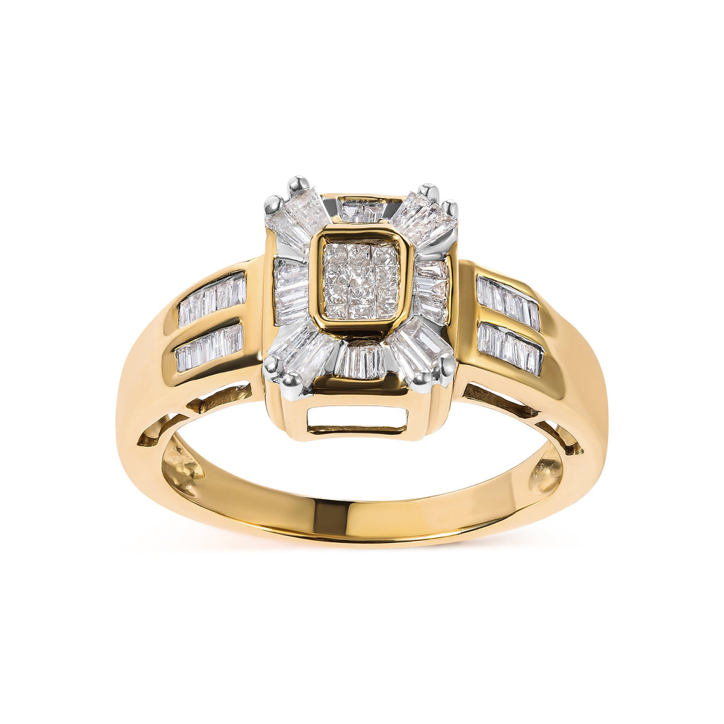 10K Yellow Gold 1/2 Cttw Diamond Composite and Halo Ring (H-I Color, SI1-SI2 Clarity) - Ring Size 7