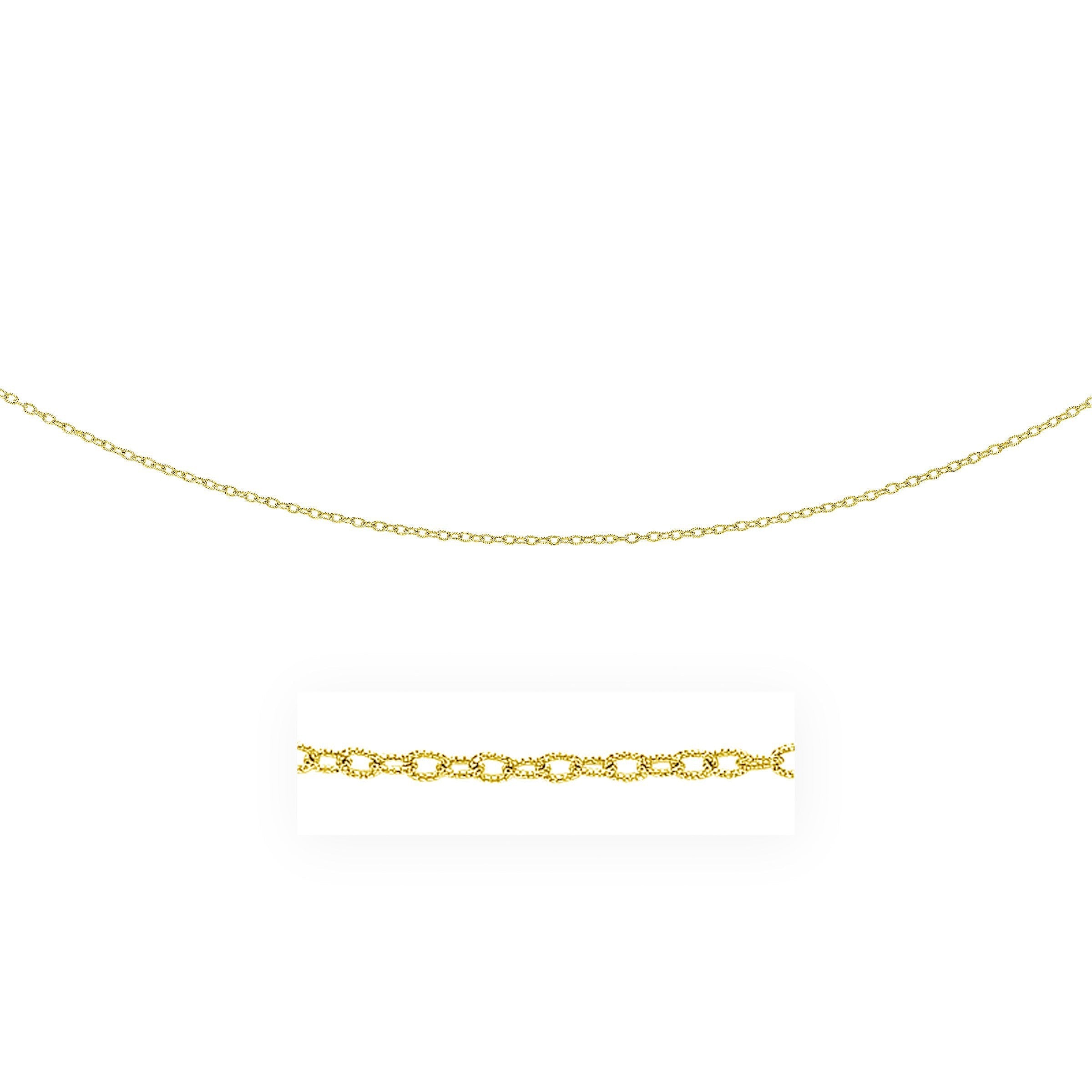 2.5mm 14k Yellow Gold Pendant Chain with Textured Links