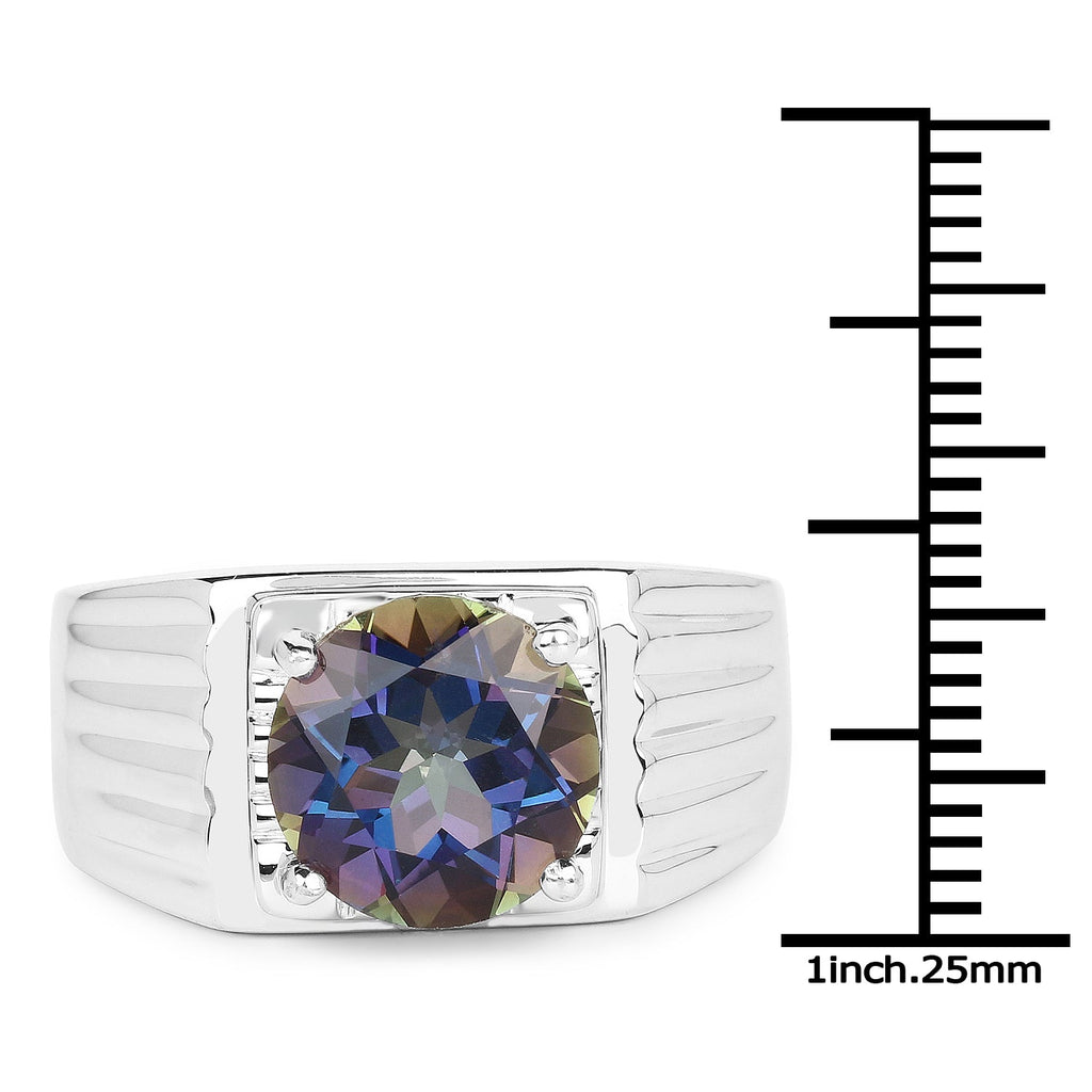 4.75 Carat Genuine Mystic Topaz .925 Sterling Silver Ring