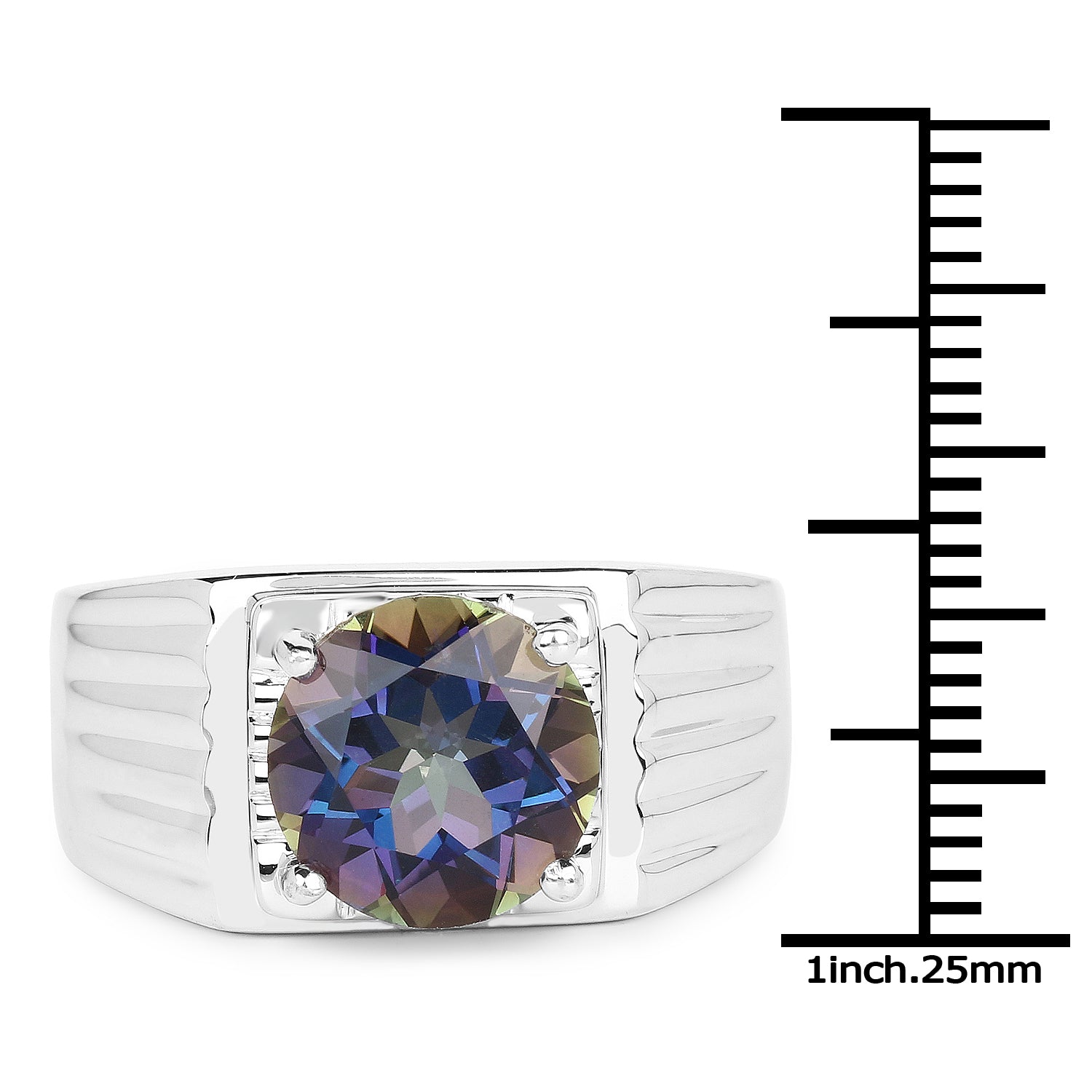 4.75 Carat Genuine Mystic Topaz .925 Sterling Silver Ring