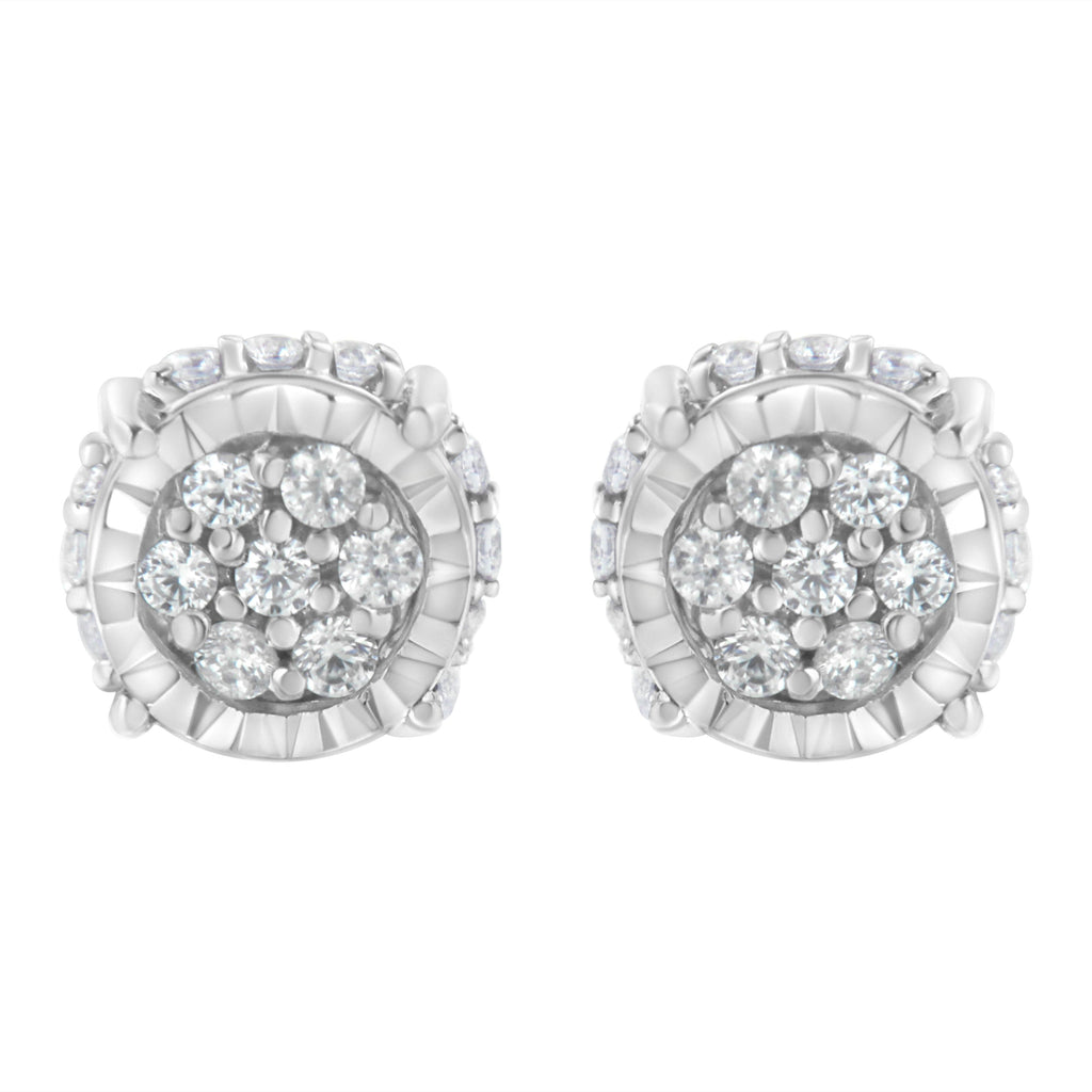 .925 Sterling Silver 1/3 cttw Round-cut Diamond Floral Stud Earring (I-J Clarity, I3 Color)