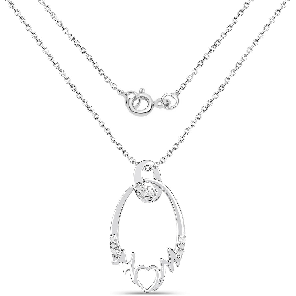 0.14 Carat Genuine White Diamond .925 Sterling Silver Pendant