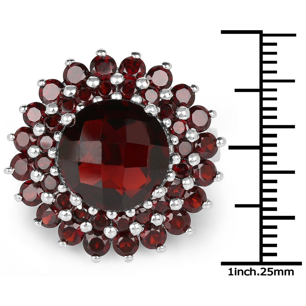9.90 Carat Genuine Garnet .925 Sterling Silver Ring