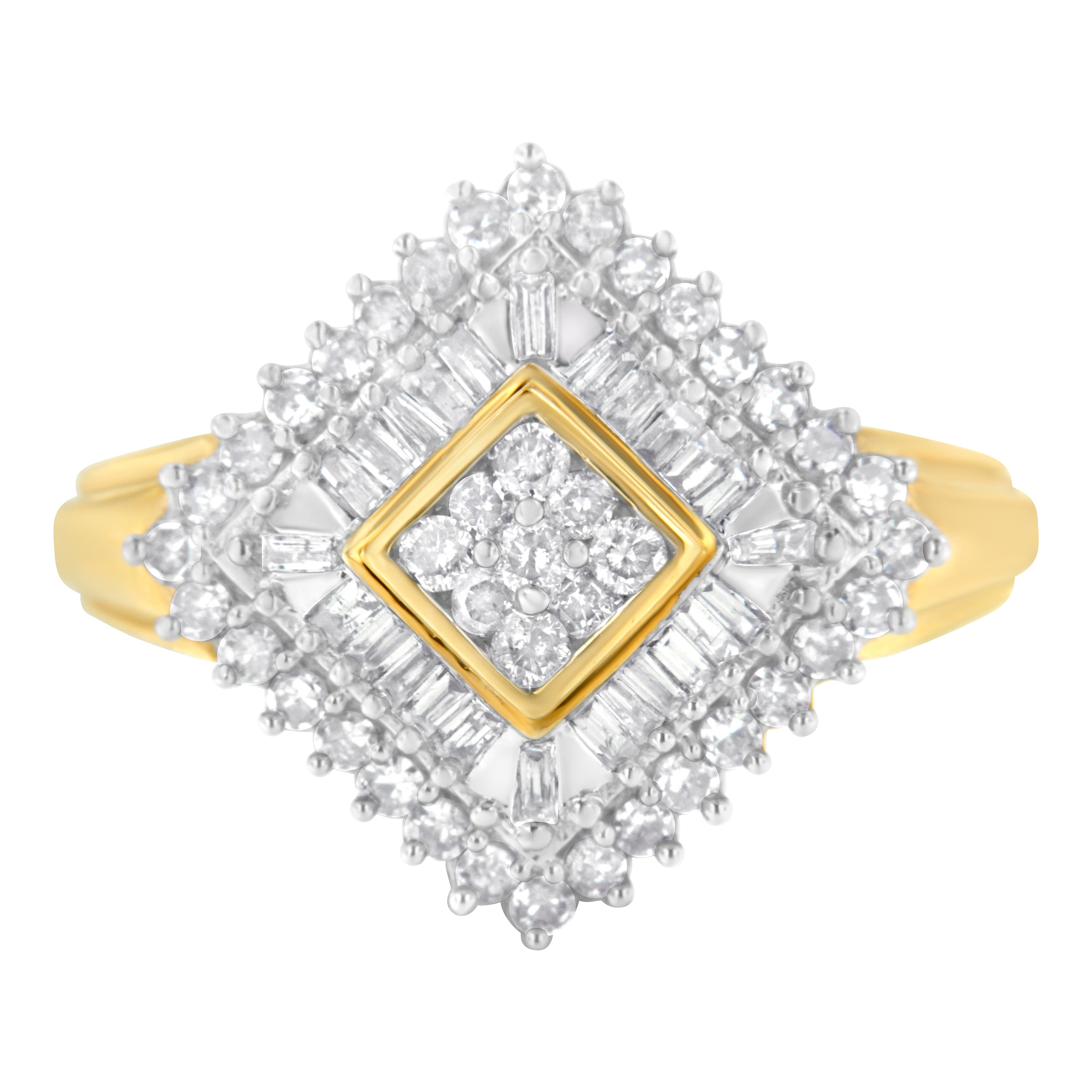 10K Yellow Gold Diamond Ballerina Ring (1 Cttw, I-J Color, I1-I2 Clarity) - Size 7