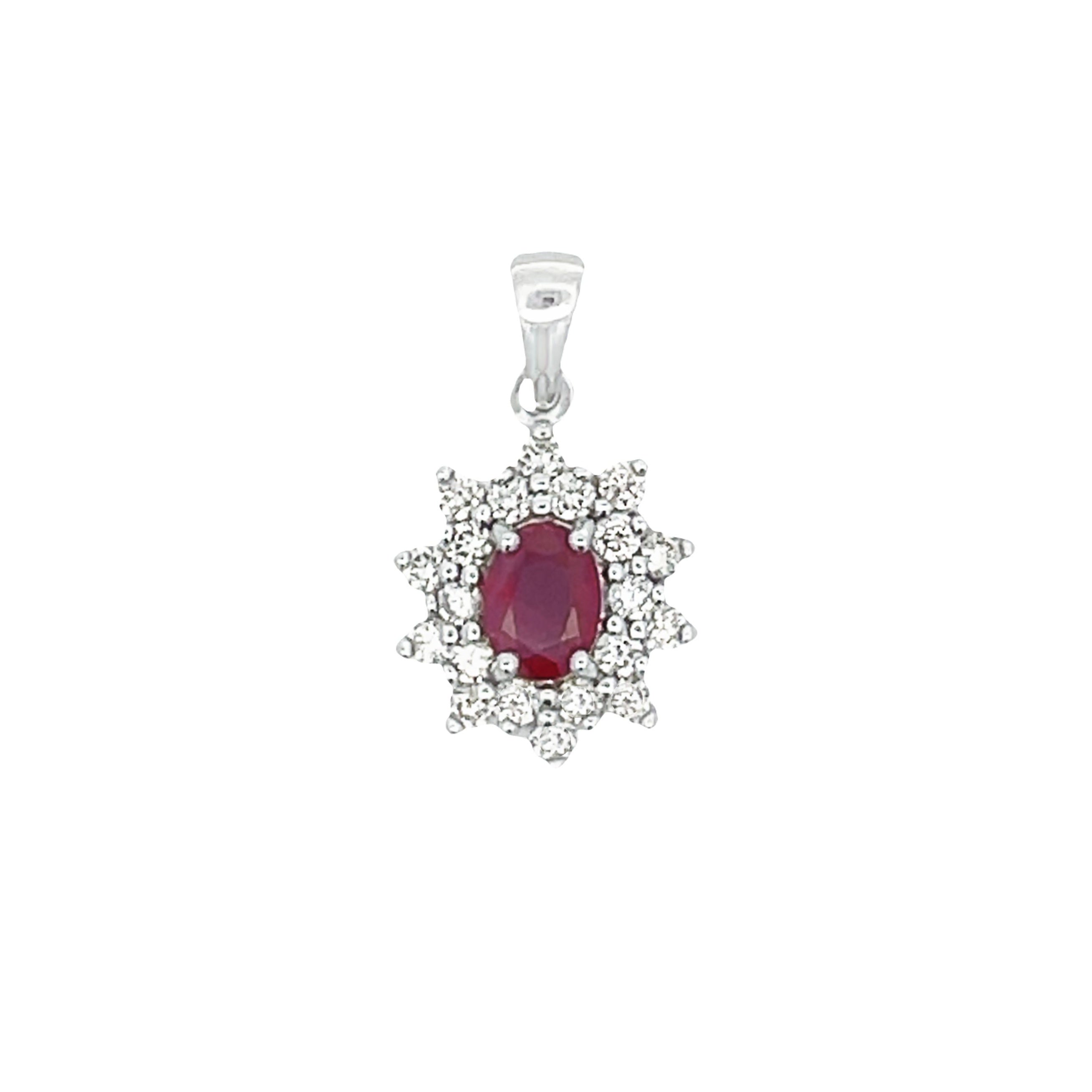 1.65ct Ruby Diamond Fashion Pendants 14KT White Gold