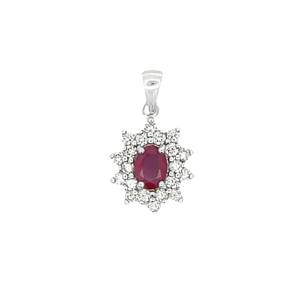 1.65ct Ruby Diamond Fashion Pendants 14KT White Gold