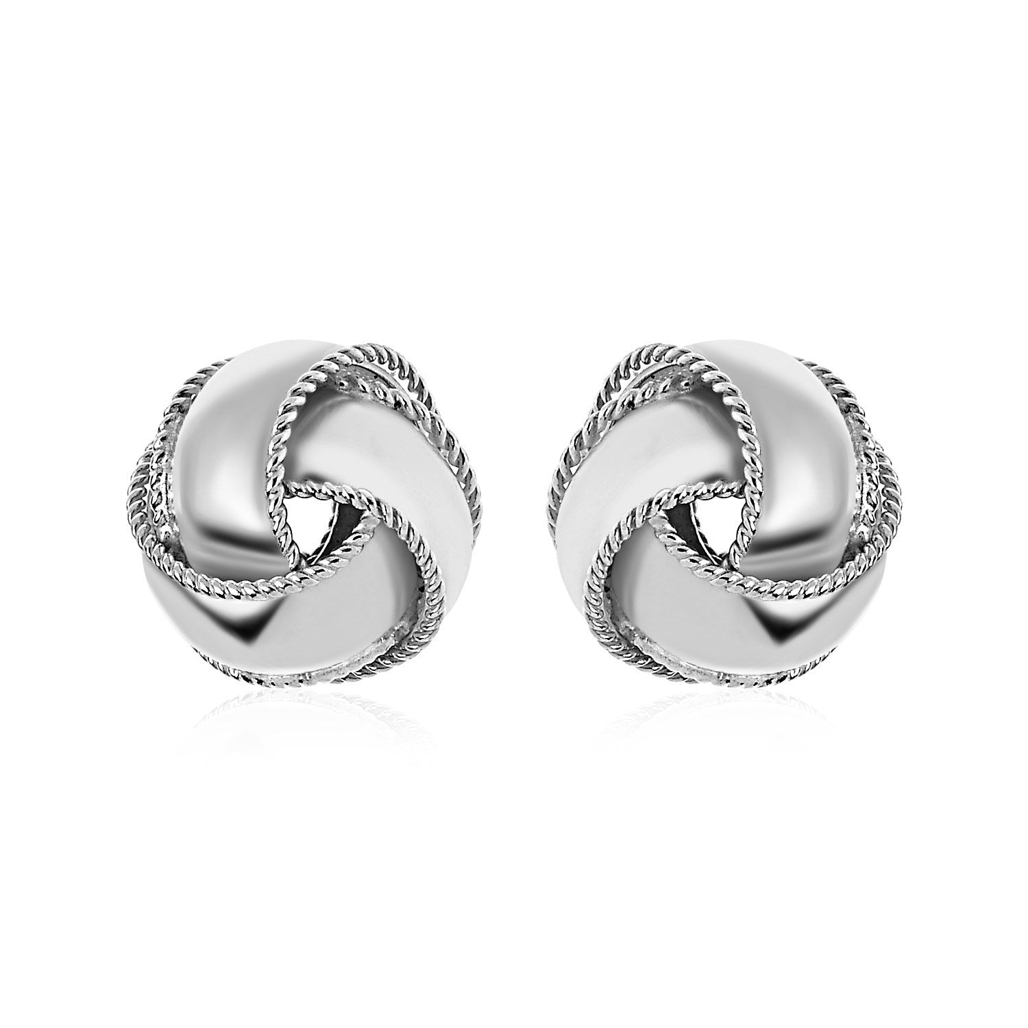 Textured and Polished Love Knot Earrings in Sterling Silver