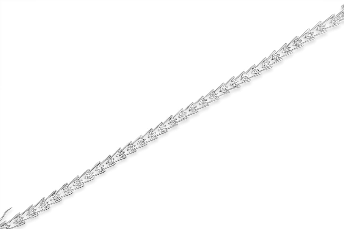 Sterling Silver Diamond Wave-Style Link Bracelet (0.5 cttw, I-J Color, I3 Clarity)