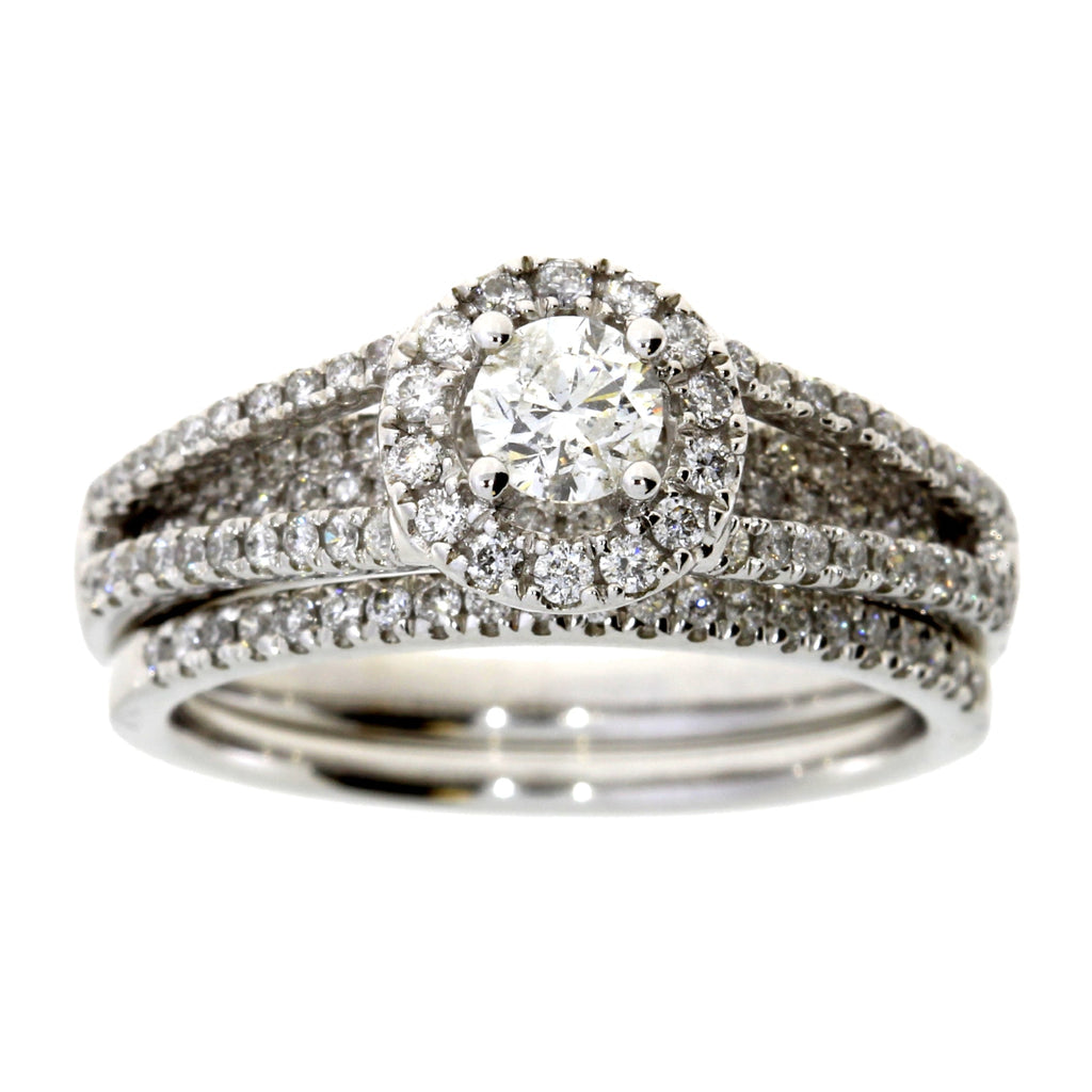 1.00ct Diamond Engagement Ring Set 14KT White Gold