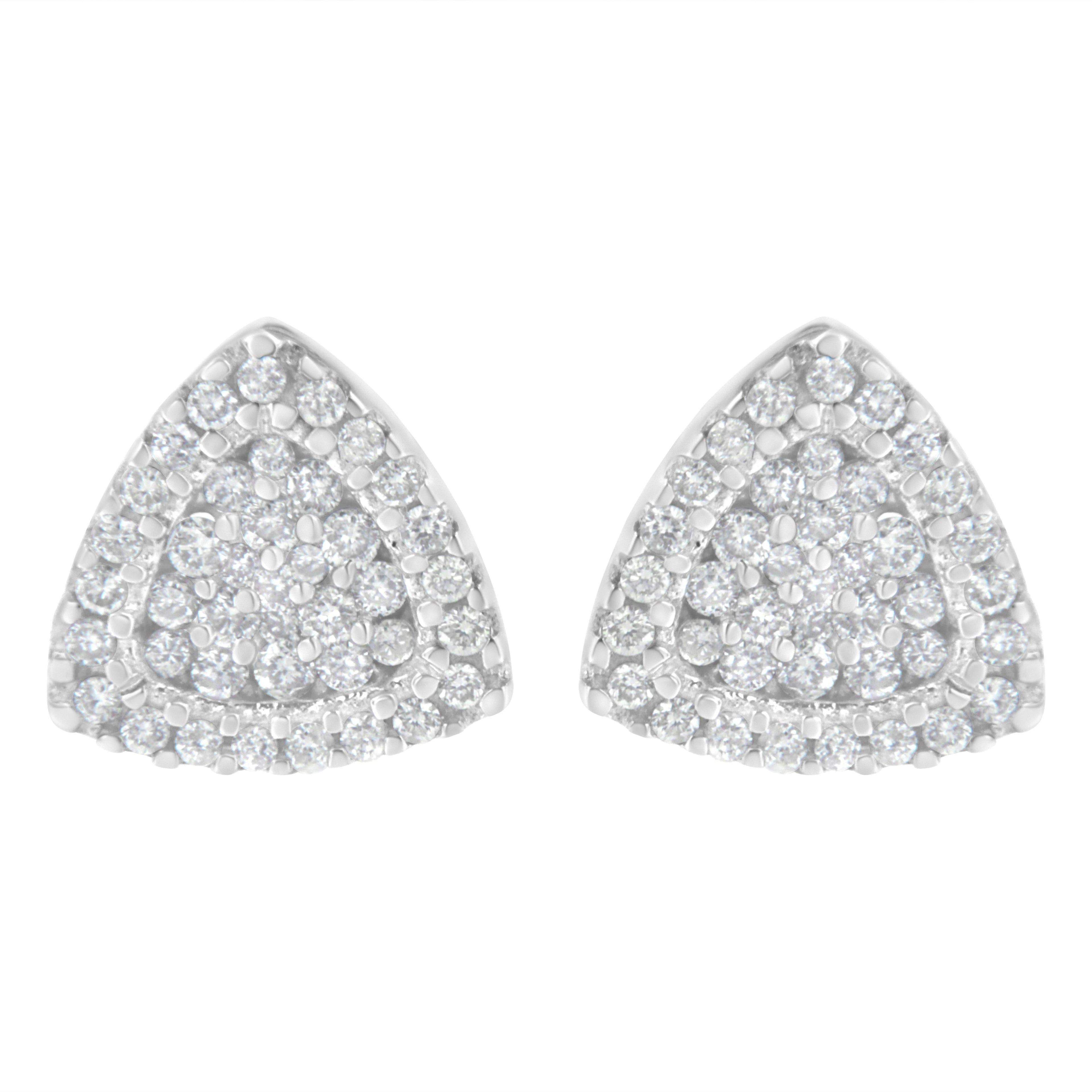 14K White Gold 1/2 cttw Trillion Shaped Diamond Stud Earrings (H-I Clarity, SI2-I1 Color)