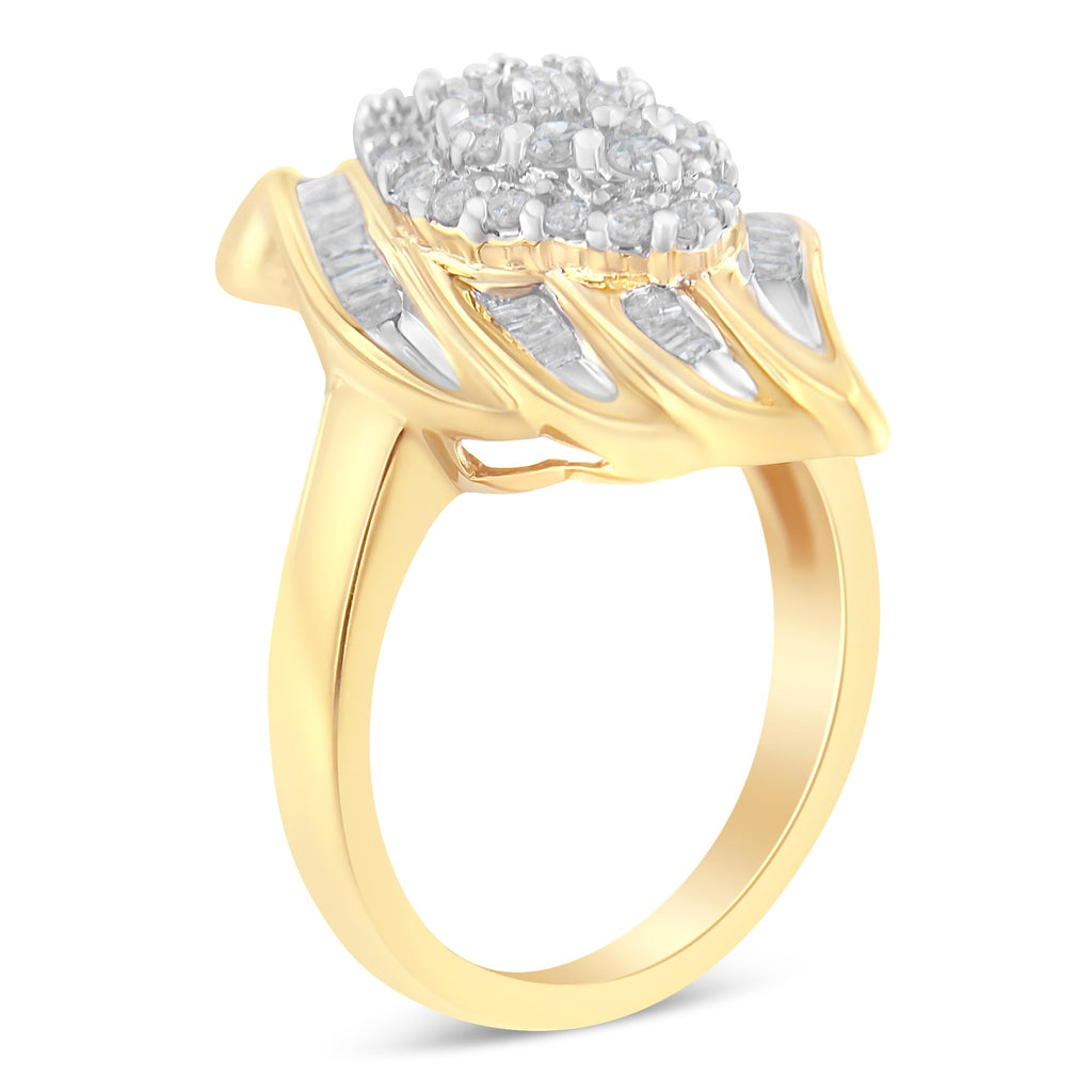 10K Yellow Gold Diamond Cocktail Ring (3/4 Cttw, I-J Color, I2-I3 Clarity) - Size 8