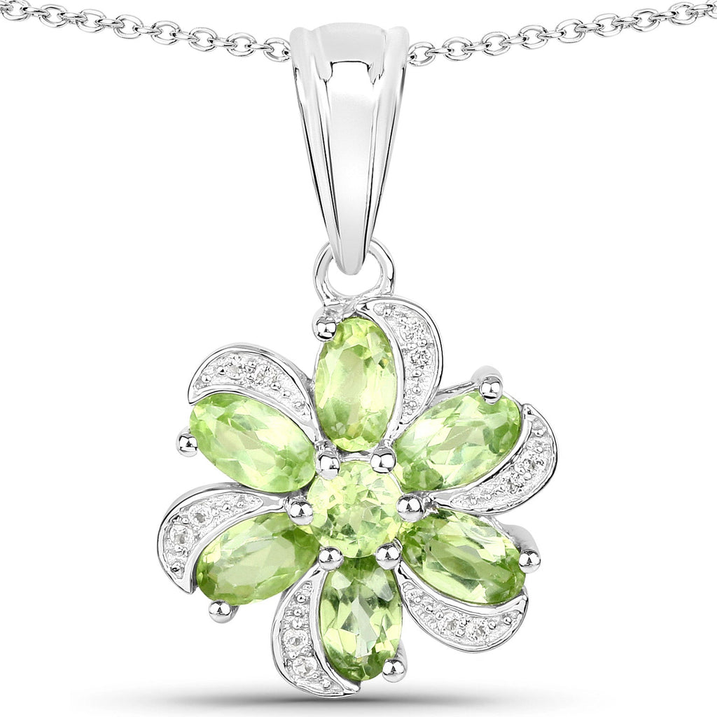 8.04 Carat Genuine Peridot and White Topaz .925 Sterling Silver 3 Piece Jewelry Set (Ring, Earrings, and Pendant w/ Chain)