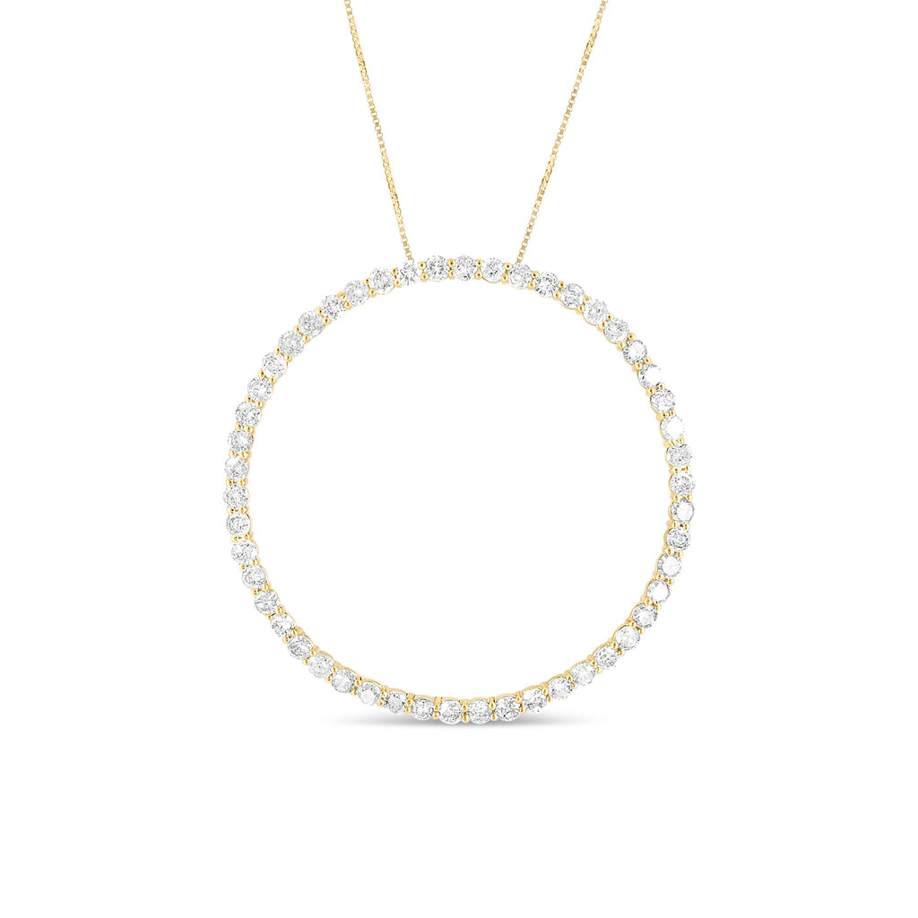 10K Yellow Gold Plated .925 Sterling Silver 4 Cttw Diamond Circle Hoop 18" Pendant Necklace (J-K Color, I1-I2 Clarity)