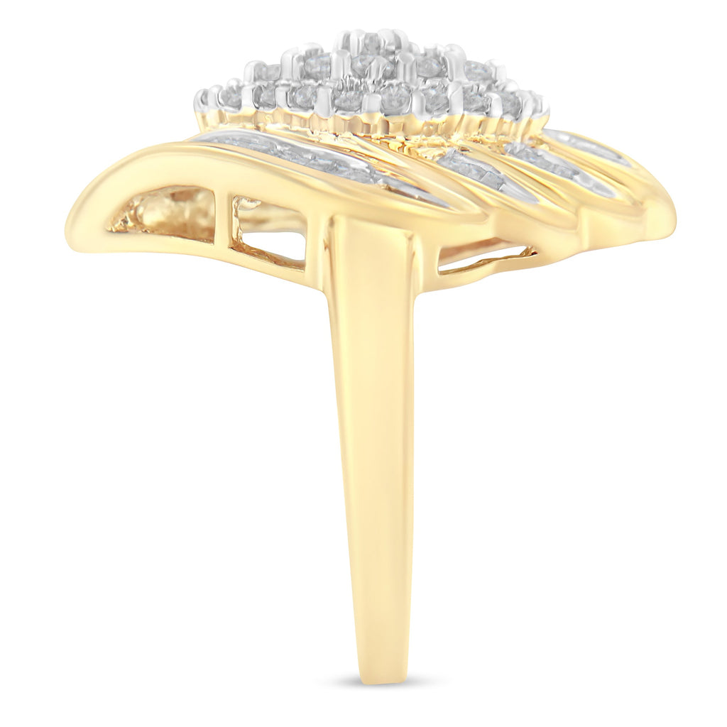 10K Yellow Gold Diamond Cocktail Ring (3/4 Cttw, I-J Color, I2-I3 Clarity) - Size 8