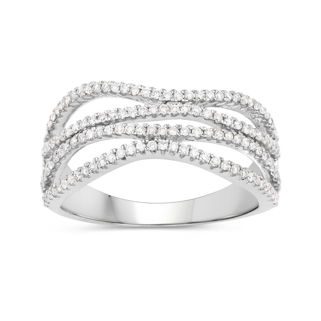 0.46 Carat Genuine White Diamond 14K White Gold Ring (F-G Color, SI Clarity)