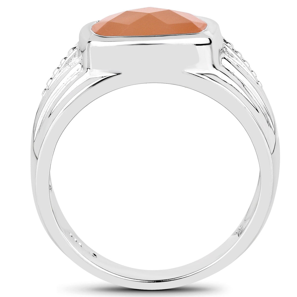 2.60 Carat Genuine Peach Moonstone .925 Sterling Silver Ring