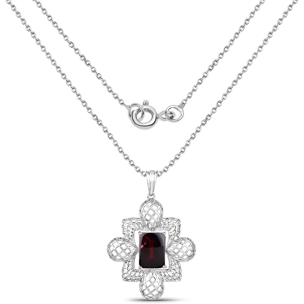 8.00 Carat Genuine Garnet .925 Sterling Silver Pendant