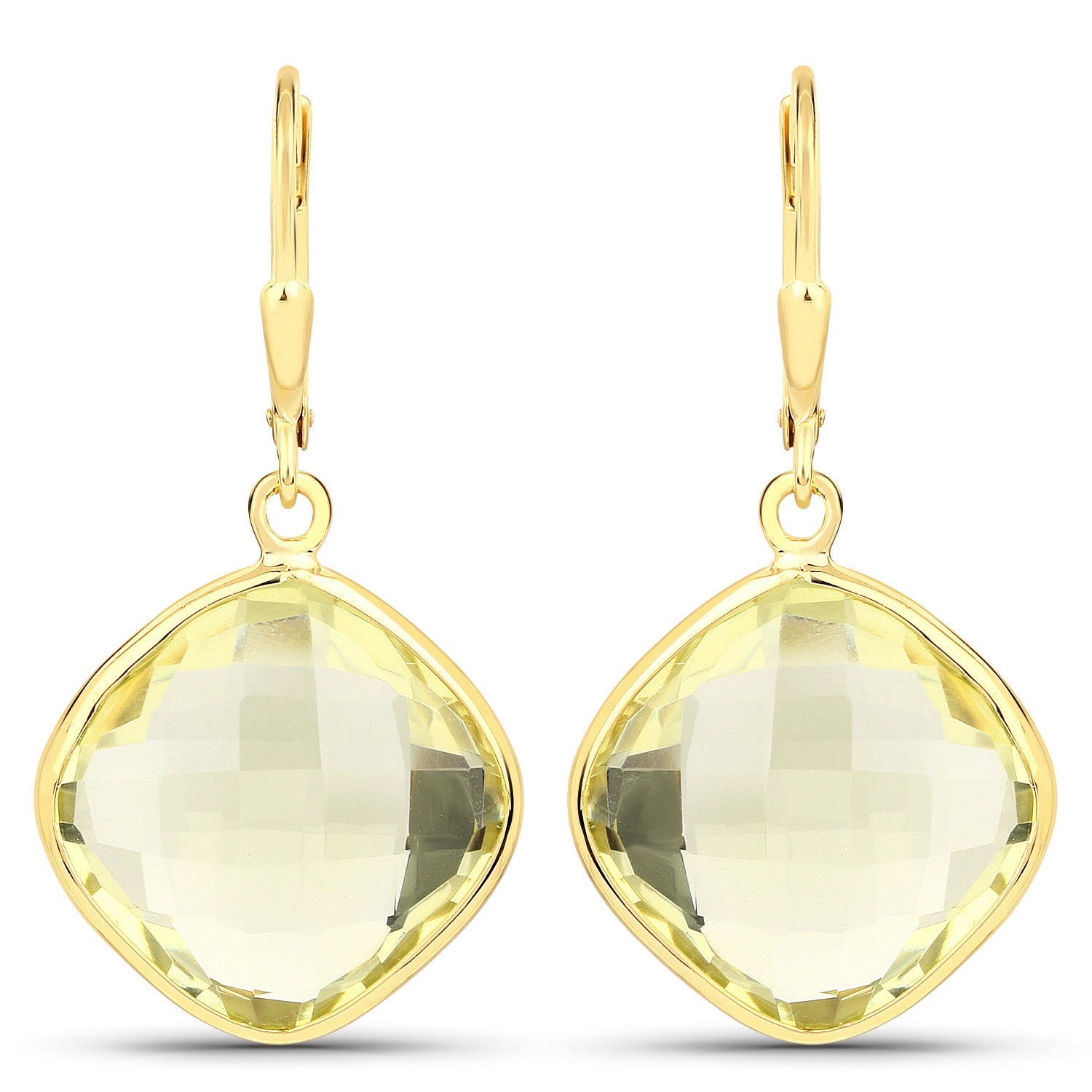 21.40 Carat Genuine Lemon Quartz .925 Sterling Silver Earrings