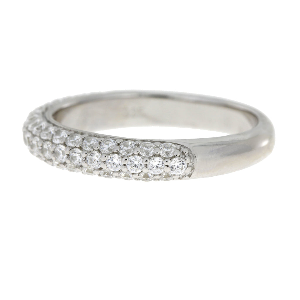 Cubic Zirconium Wedding Band Ring Sterling Silver