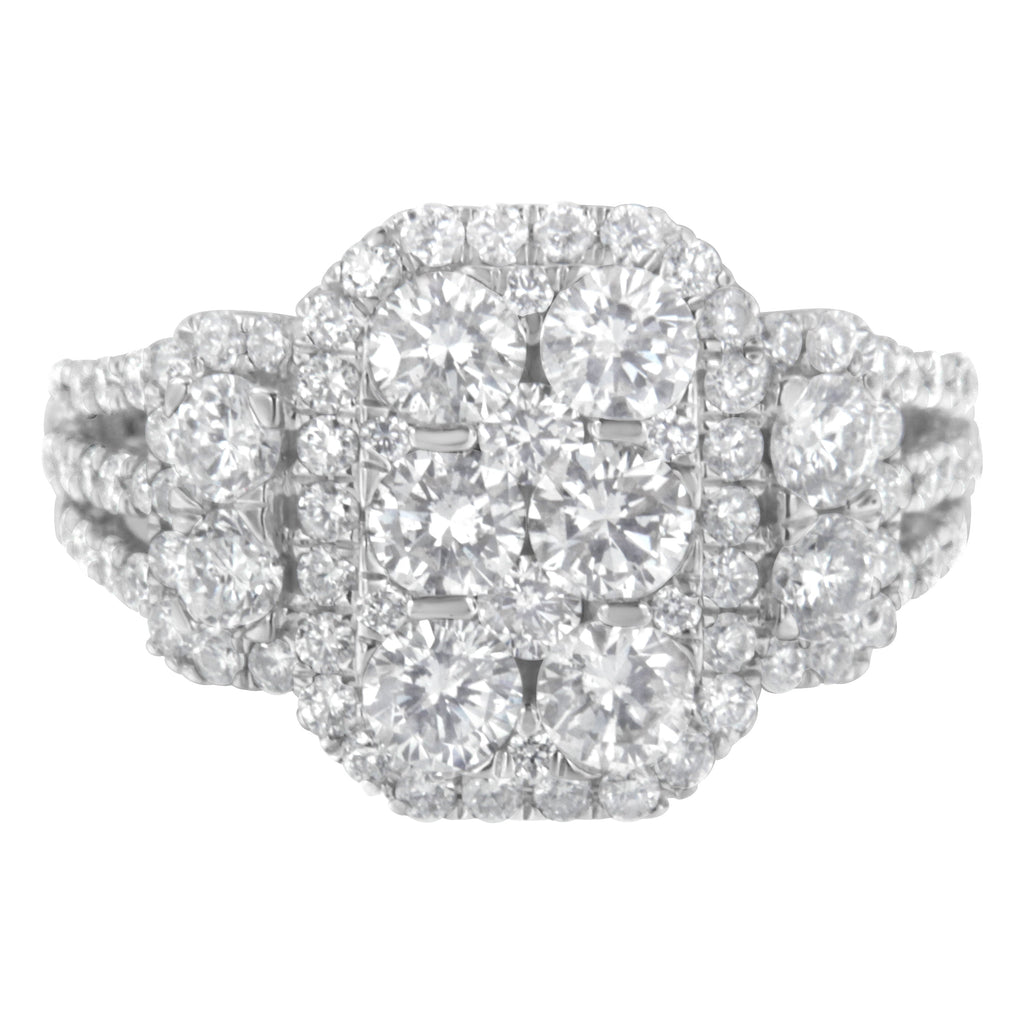 14K White Gold 2 1/4 Cttw Diamond Cocktail Cluster Ring (G-H Color, SI2-I1 Clarity) - Size 7